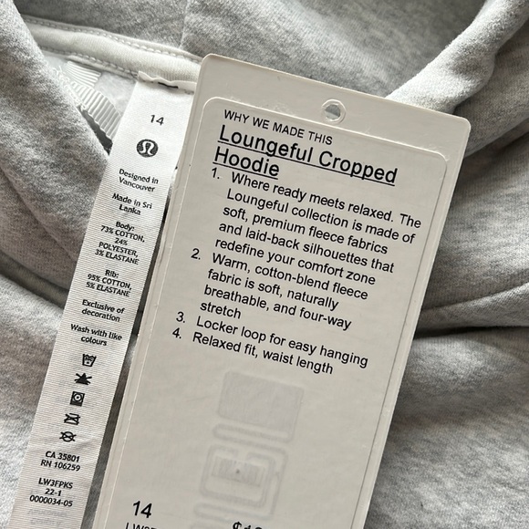 ❤️LULULEMON LOUNGEFUL CROPPED HOODIE/JACKET-HEATHERED ULTRA LIGHT GREY-14❤️ - Picture 15 of 16
